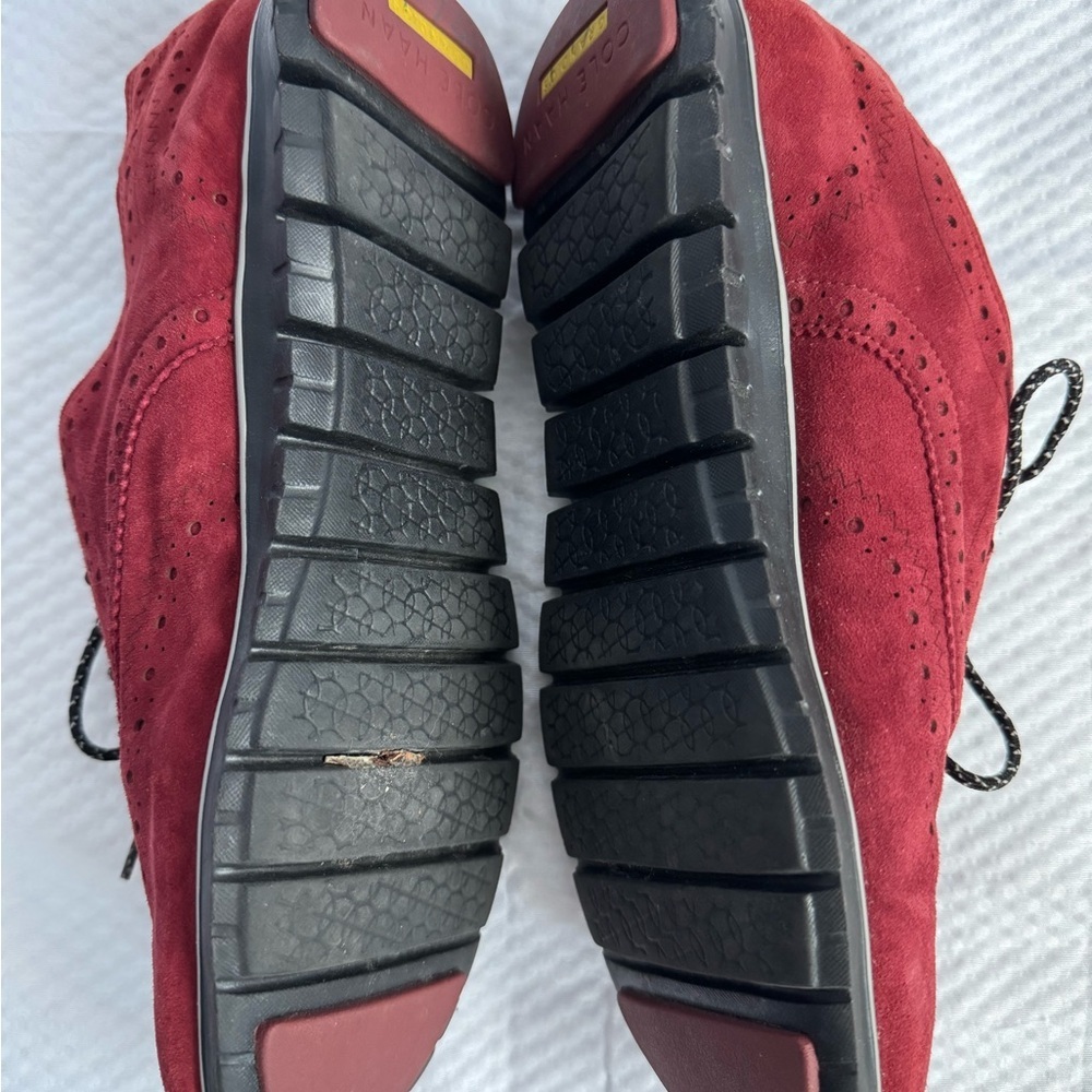 Cole Haan Red Suede Oxford Shoes - Picture 4 of 6